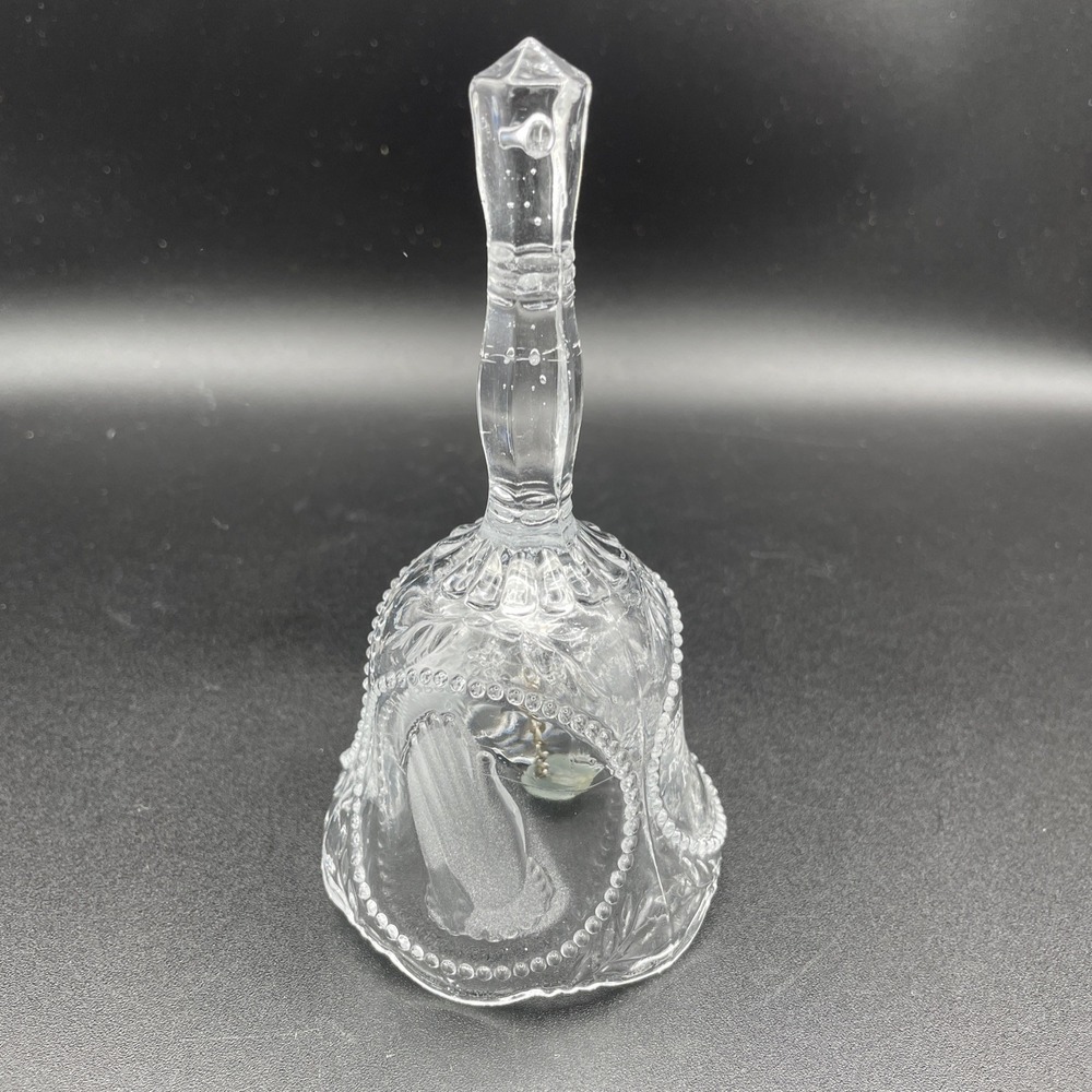 Vtg Glass Religious Bell 5" Tall no chips